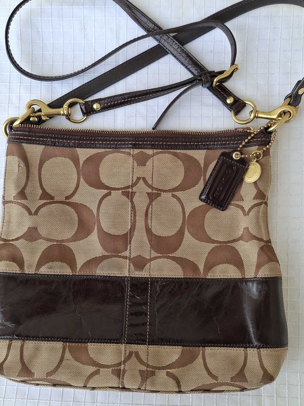 Coach Shoulder Crossbody Bag Purse F0826-12825 Black Gray Signature Jacquard